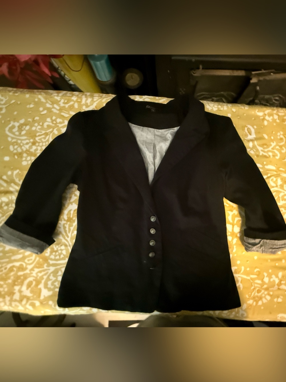 Express Black Women's Blazer with Rolled Cuff Detail
